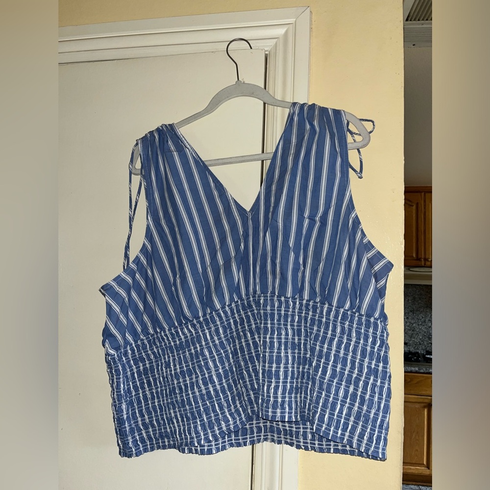 Blue and white stripped top